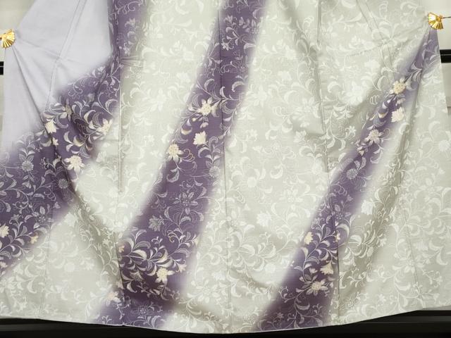 平和屋着物●本場大島紬 染大島 訪問着 更紗花文 暈し染め 金彩 正絹 逸品 AABJ3813cs