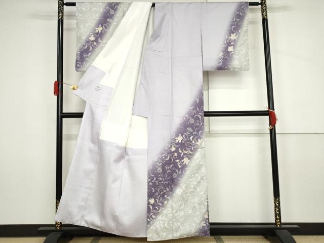 平和屋着物●本場大島紬 染大島 訪問着 更紗花文 暈し染め 金彩 正絹 逸品 AABJ3813cs
