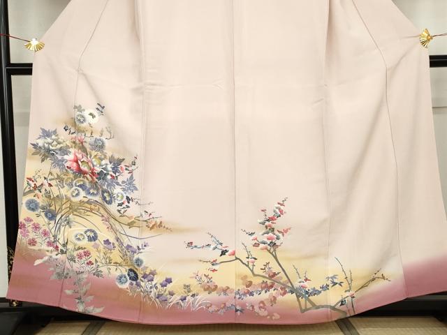 平和屋着物●訪問着 枝花文 暈し染め 金彩 正絹 逸品 AABJ3815cs