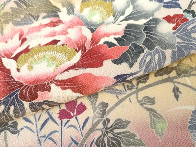 平和屋着物●訪問着 枝花文 暈し染め 金彩 正絹 逸品 AABJ3815cs