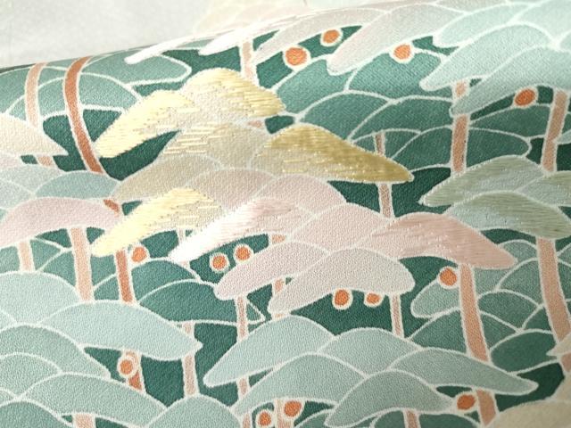 平和屋着物●豪華色留袖 友禅 作家物 刺繍 樹林文 ロング丈 正絹 逸品 AABJ3817cs