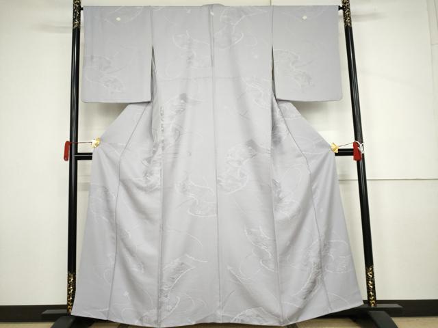 平和屋着物●上質な色無地 絵巻御所車地紋 藤色 正絹 逸品 AABJ3821cs