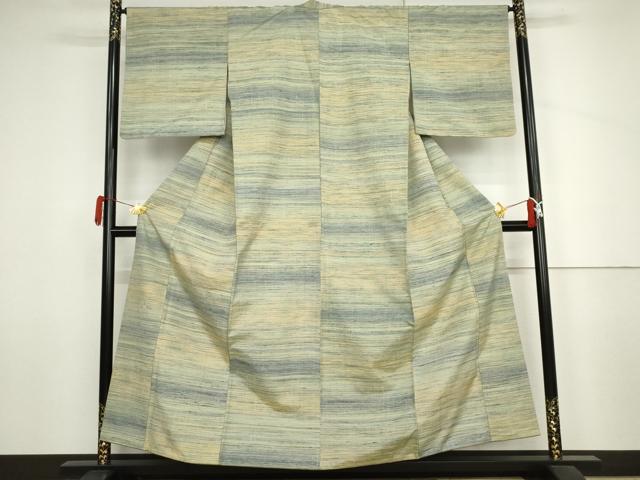 平和屋着物●上質な紬 横段文 正絹 逸品 AABJ3822cs