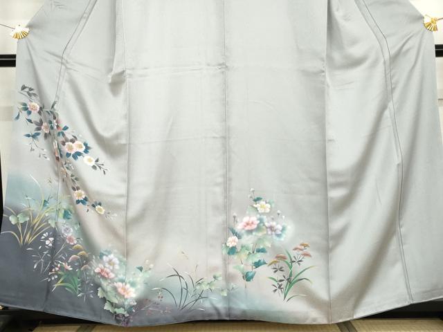 平和屋着物●訪問着 手描き 枝花文 暈し染め 正絹 逸品 AABJ3828cs