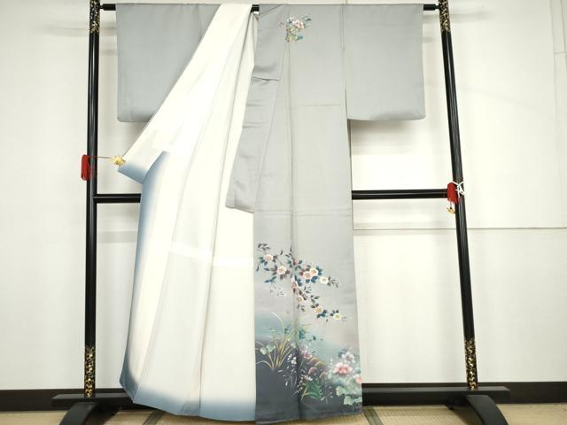 平和屋着物●訪問着 手描き 枝花文 暈し染め 正絹 逸品 AABJ3828cs
