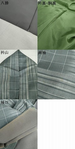 平和屋着物●上質な紬 格子 正絹 逸品 AABJ3833cs