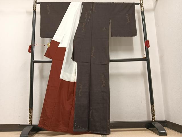 平和屋着物●結城紬 100亀甲 飛び亀甲 色紙文 正絹 逸品 未使用 AABJ3849ph