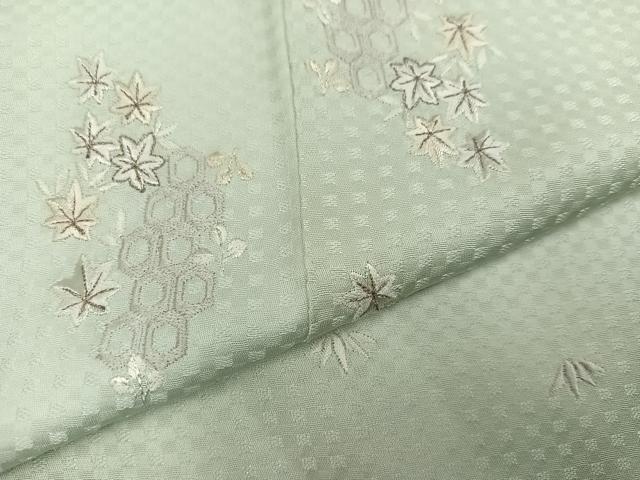 平和屋着物●上質な小紋 総刺繍 草花文 金糸 正絹 逸品 AABJ3856ph