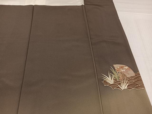 平和屋着物●訪問着 駒刺繍 扇面草花文 暈し染め 金彩 正絹 逸品 AABJ3858ph