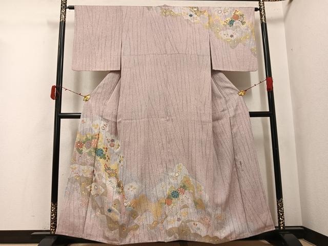 平和屋着物●京友禅の第一人者 松井青々 訪問着 中国三大刺繍 相良刺繍 花尽くし 金彩 正絹 逸品 AABJ3864ph