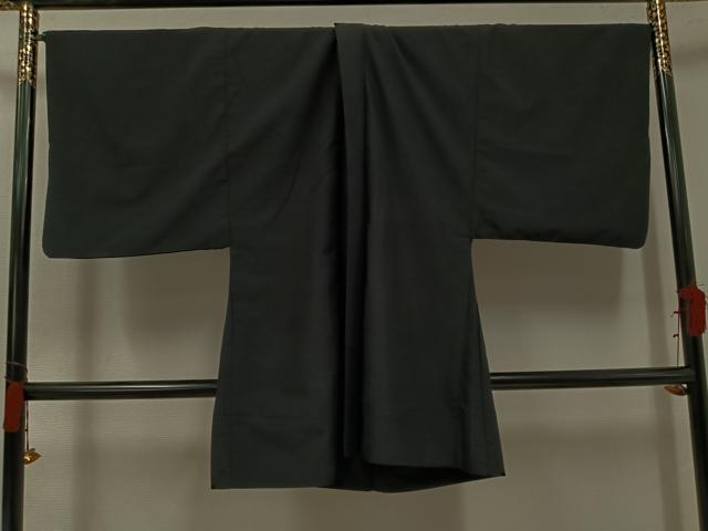平和屋着物●男性 色無地 アンサンブル 黒色 洗える着物 AABJ3866ph