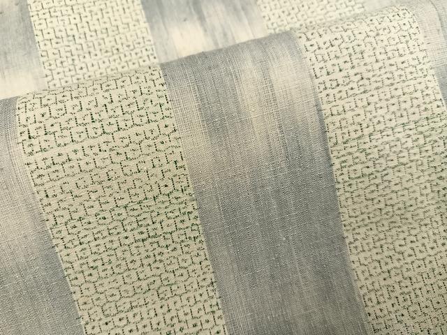 平和屋着物●本場結城紬 重要無形文化財 間道 正絹 逸品 未使用 AABJ3868ph