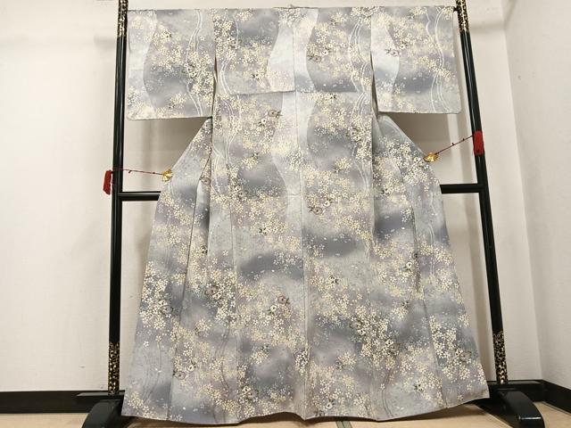 平和屋着物●上質な小紋 草花文 金彩 正絹 逸品 AABJ3883ph