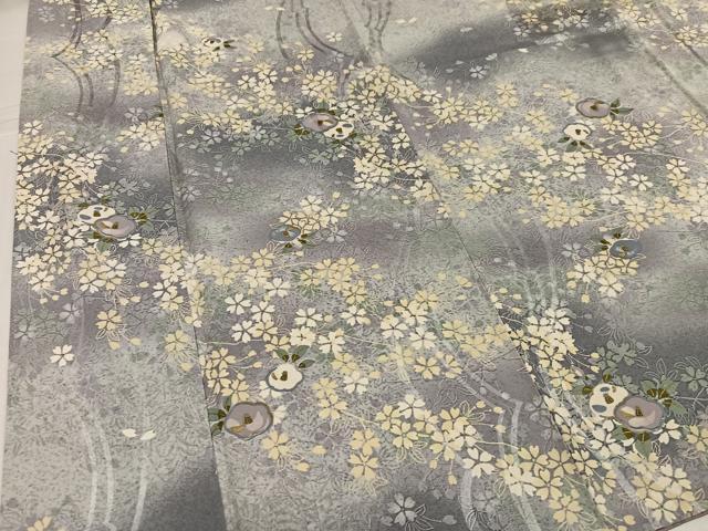 平和屋着物●上質な小紋 草花文 金彩 正絹 逸品 AABJ3883ph