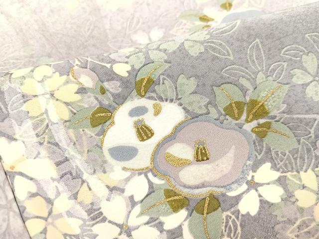 平和屋着物●上質な小紋 草花文 金彩 正絹 逸品 AABJ3883ph