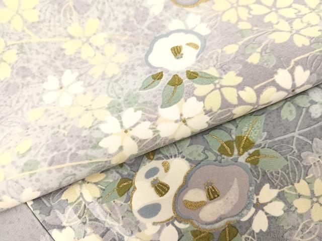 平和屋着物●上質な小紋 草花文 金彩 正絹 逸品 AABJ3883ph
