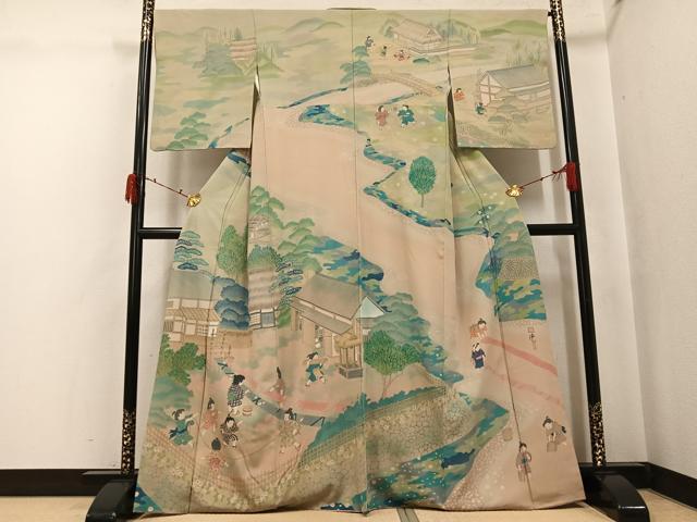 平和屋着物●訪問着 作家物 童子風景文 正絹 逸品 AABJ3892ph