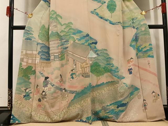 平和屋着物●訪問着 作家物 童子風景文 正絹 逸品 AABJ3892ph
