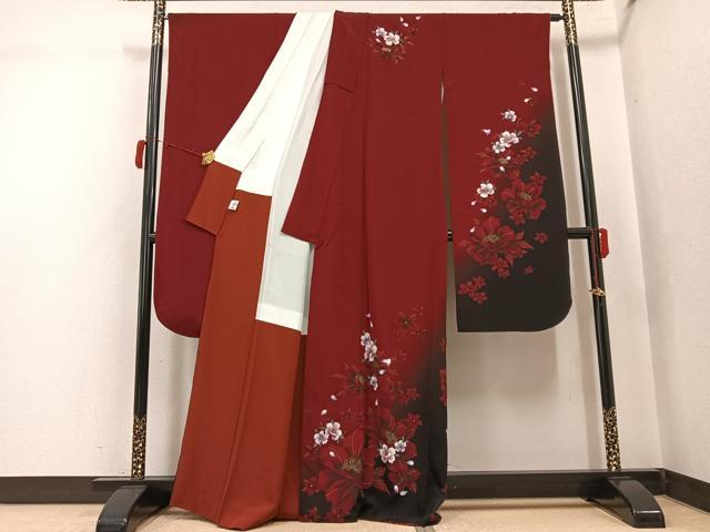 平和屋着物●豪華振袖 舞花文 暈し染め 金彩 正絹 逸品 AABJ3893ph