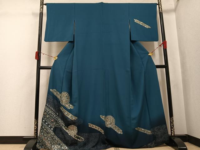 平和屋着物●訪問着 鏡裏飛鶴花文 暈し染め 金彩 正絹 逸品 AABJ3896ph