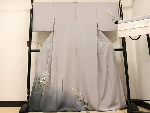 平和屋着物●十日町友禅 女流作家 遠田藤舟 訪問着 草花文 暈し染め 丹後ちりめん 反端付き 正絹 逸品 AABJ3897ph