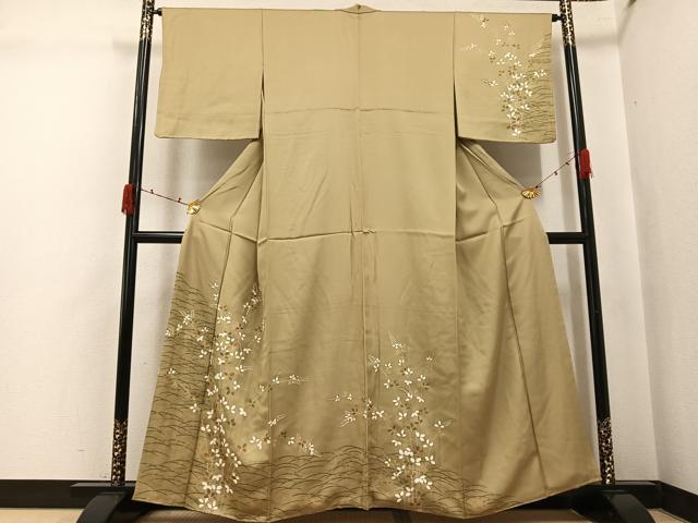 平和屋着物●訪問着 草花文 金彩 正絹 逸品 AABJ3898ph