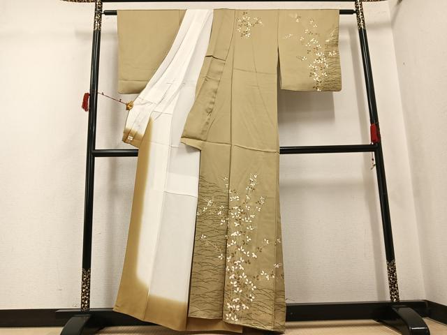 平和屋着物●訪問着 草花文 金彩 正絹 逸品 AABJ3898ph