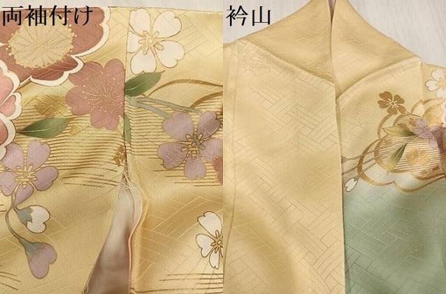 平和屋着物●豪華振袖 駒刺繍 立波花文 暈し染め 金彩 正絹 逸品 AABJ3902ph