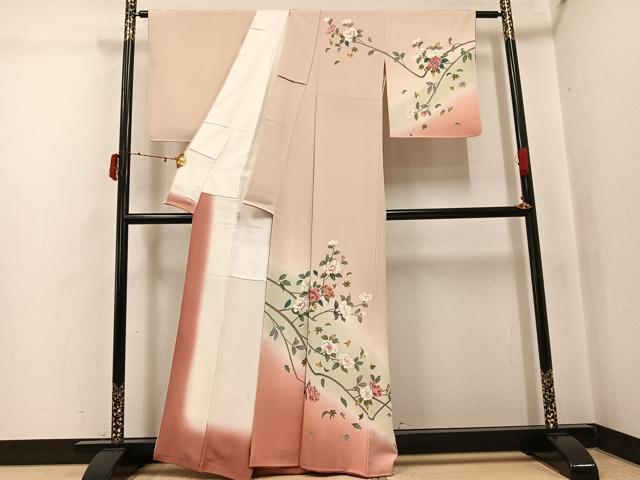 平和屋着物●訪問着 友禅 作家物 枝花文 暈し染め 正絹 逸品 AABJ3909ph