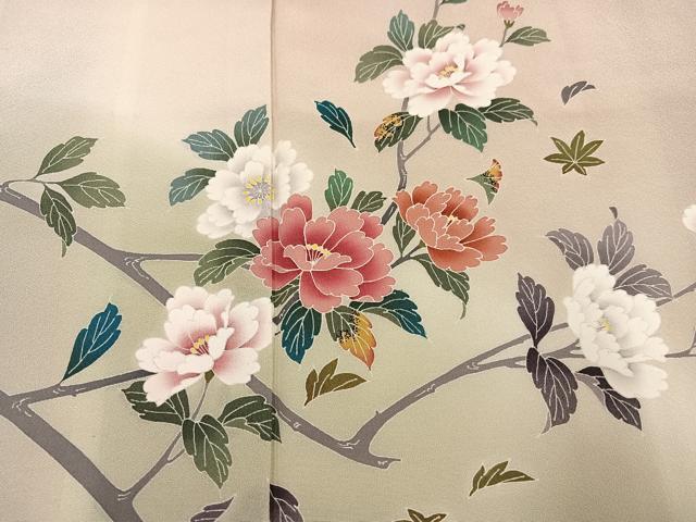 平和屋着物●訪問着 友禅 作家物 枝花文 暈し染め 正絹 逸品 AABJ3909ph