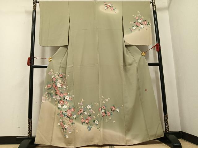 平和屋着物●訪問着 友禅 作家物 枝花文 暈し染め 正絹 逸品 AABJ3910ph