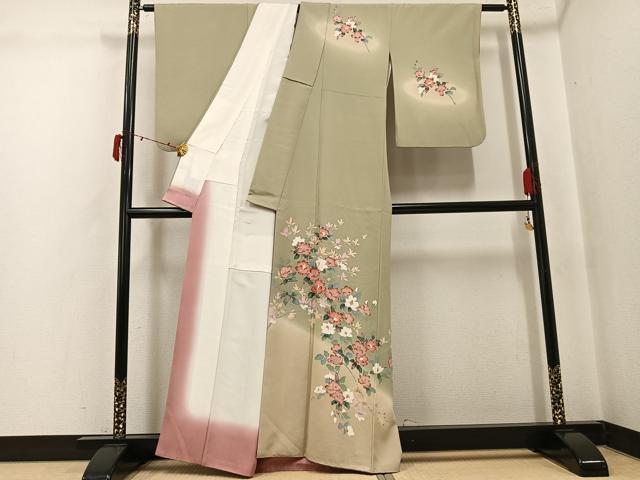 平和屋着物●訪問着 友禅 作家物 枝花文 暈し染め 正絹 逸品 AABJ3910ph