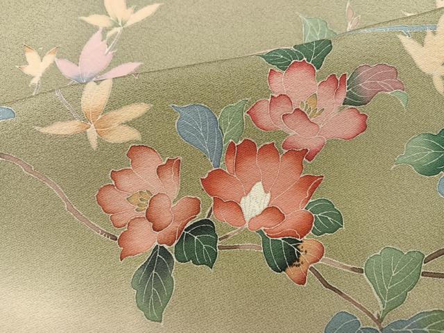 平和屋着物●訪問着 友禅 作家物 枝花文 暈し染め 正絹 逸品 AABJ3910ph
