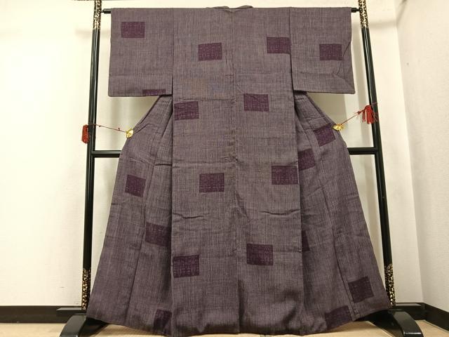 平和屋着物●結城ちぢみ 色紙文 正絹 逸品 AABJ3915ph