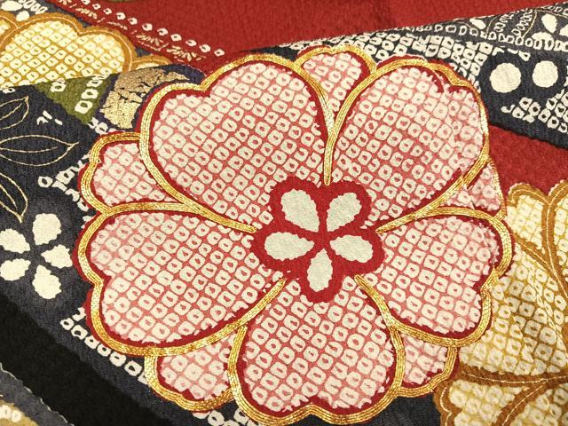 平和屋着物●豪華振袖 駒刺繍 舞花文 金彩 正絹 逸品 AABJ3930ph