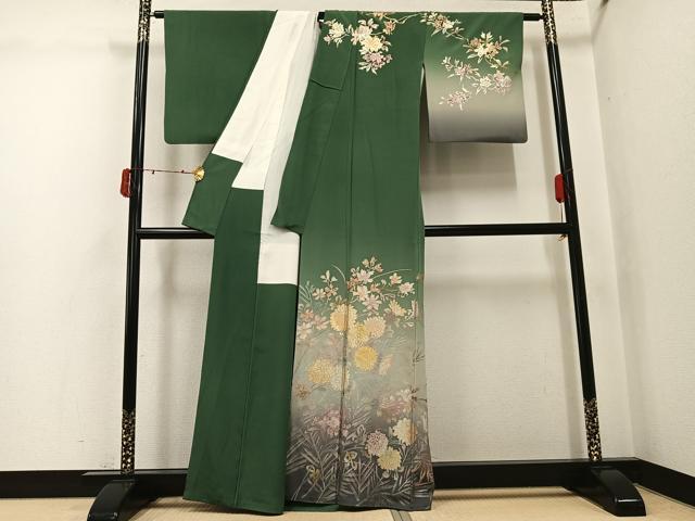 平和屋着物●金彩友禅 卓越技能者・名工・和田光正 訪問着 枝花文 暈し染め 正絹 逸品 AABJ3939ph