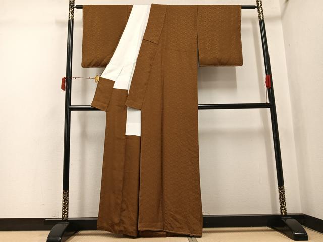 平和屋着物●上質な色無地 花地紋 丁字染色 正絹 逸品 未使用 AABJ3940ph