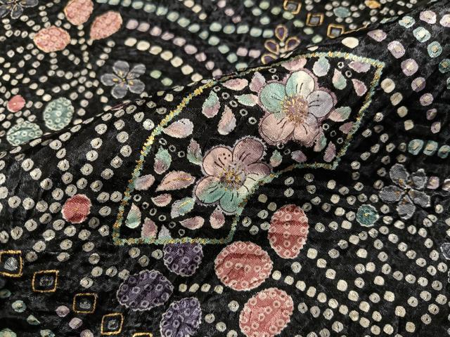 平和屋着物●上質な小紋 絞り 地紙花文 金彩 正絹 逸品 未使用 AABJ3943ph