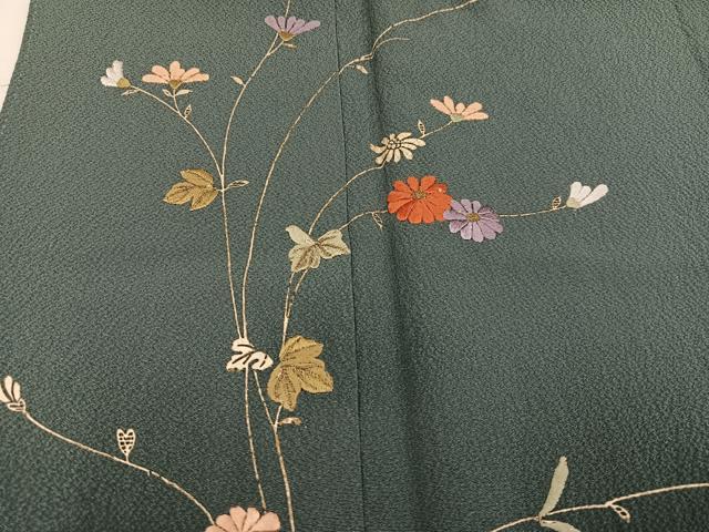 平和屋着物●訪問着 総刺繍 草花文 金糸 正絹 逸品 AABJ3949ph