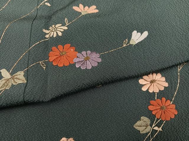 平和屋着物●訪問着 総刺繍 草花文 金糸 正絹 逸品 AABJ3949ph