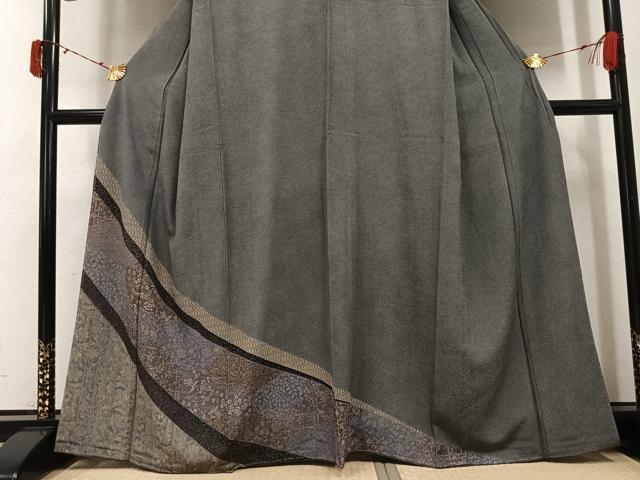 平和屋着物●江戸小紋 訪問着 草花文 黒地 正絹 逸品 未使用 AABJ3951ph