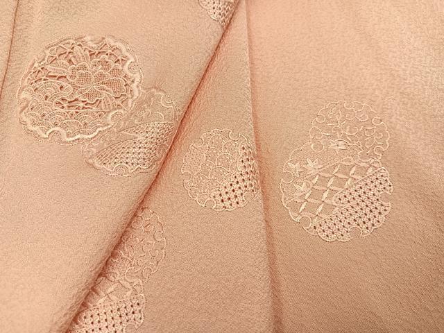 平和屋着物●無地絵羽訪問着 中国三大刺繍 汕頭刺繍 スワトウ刺繍 雪輪花文 一斤染色 正絹 逸品 AABJ3952ph