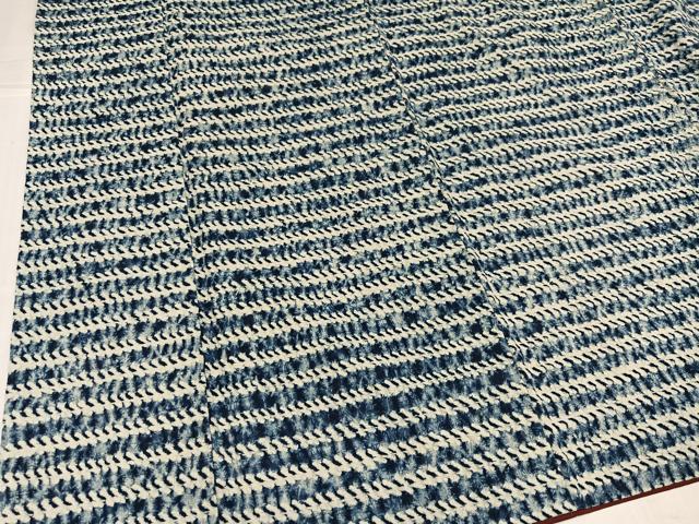 平和屋着物●上質な紬 絞り 藍 横段文 正絹 逸品 AABJ3958ph