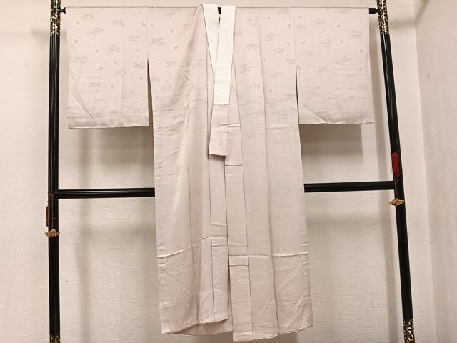 平和屋着物●長襦袢 無双仕立て 吉祥地紋 練色 鈴乃屋扱い 正絹 逸品 AABJ3962ph