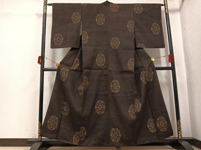 平和屋着物●上質な紬 舞花文 正絹 逸品 AABJ3966ph