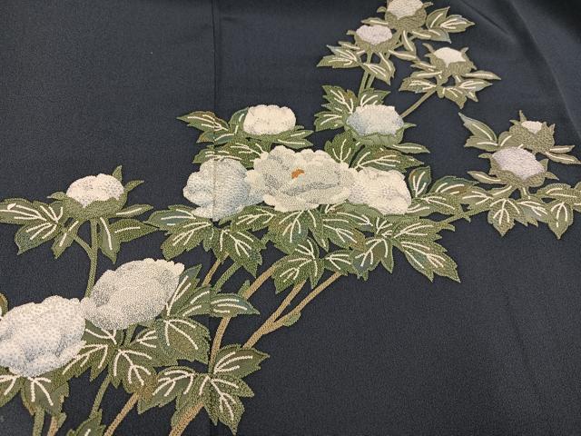 平和屋着物●訪問着 中国三大刺繍 相良刺繍 枝花文 正絹 逸品 AABJ3972ph