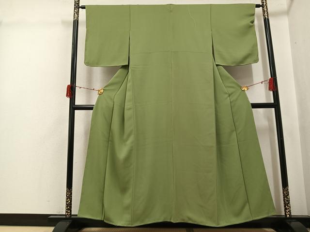 平和屋着物●上質な色無地 柳茶色 正絹 逸品 未使用 AABJ3976ph