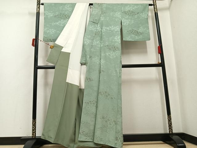 平和屋着物●上質な小紋 地紋起こし 花唐草文 正絹 逸品 AABJ3979ph