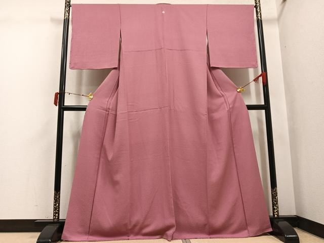 平和屋着物●上質な色無地 紋意匠 退紅色 正絹 逸品 未使用 AABJ3985ph