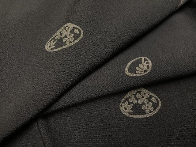 平和屋着物●上質な小紋 貝合わせ花文 黒地 正絹 逸品 未使用 AABJ3986ph